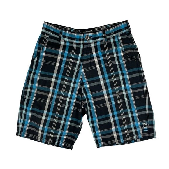 Billabong Chino Shorts Plaid Casual Summer Mid Length Flat Front Men's Size 32 - Picture 1 of 10